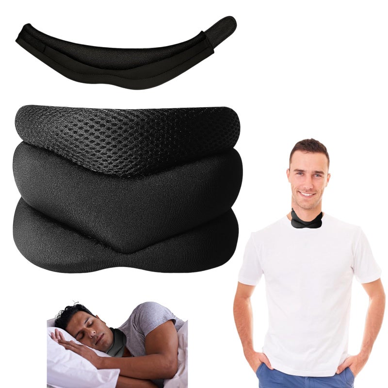 XNBTFK Neck Support for Snoring, Neck Brace for Sleeping and Travel, Neck Support for Sleep Apnea, Adjustable Comfort Design, Black Color Neck Support Pillow